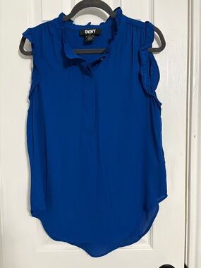 DKNY Women's Sleeveless Ruffle Trim Camisole - Royal Blue